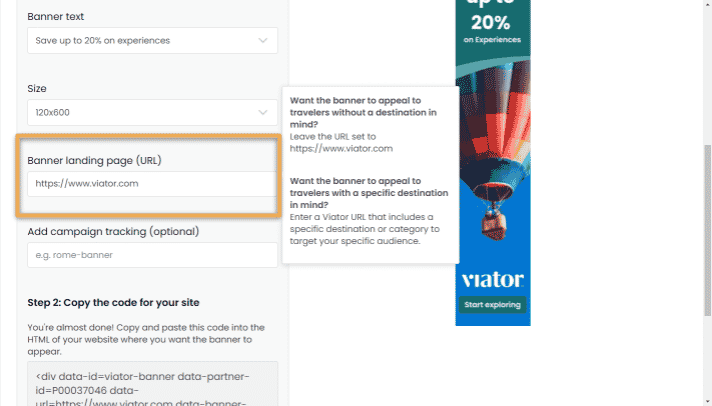 banner builder - destination url 2