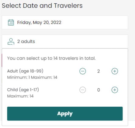 merchant pricing date and pax mix selection