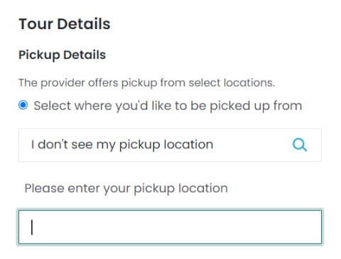 booking questions - custom hotel pickup