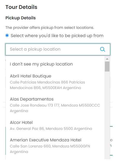 booking questions - hotel pickup options