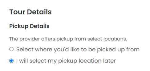 booking questions - pickup location later
