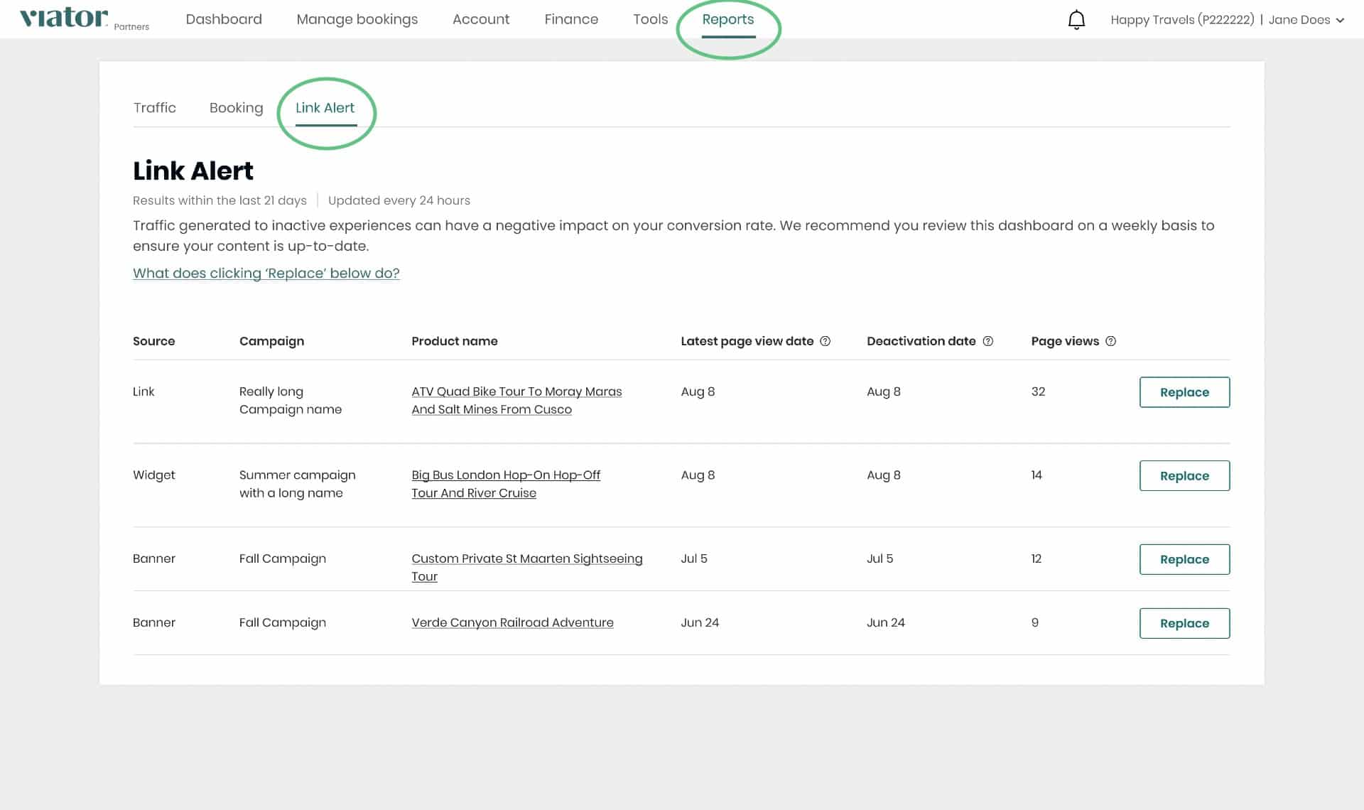 Link Alert Report Page - Final Updates link alert report page